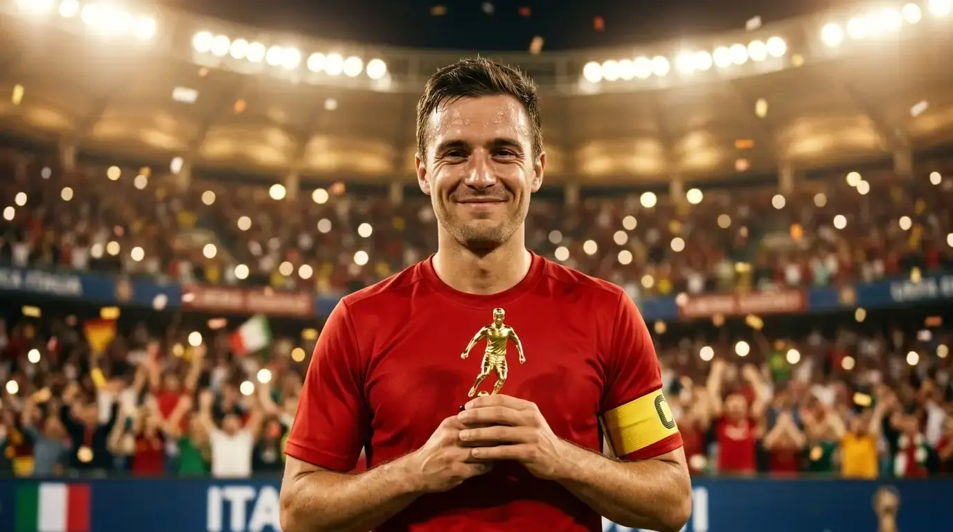 Rodri con il trofeo di miglior giocatore del Mondiale 2026