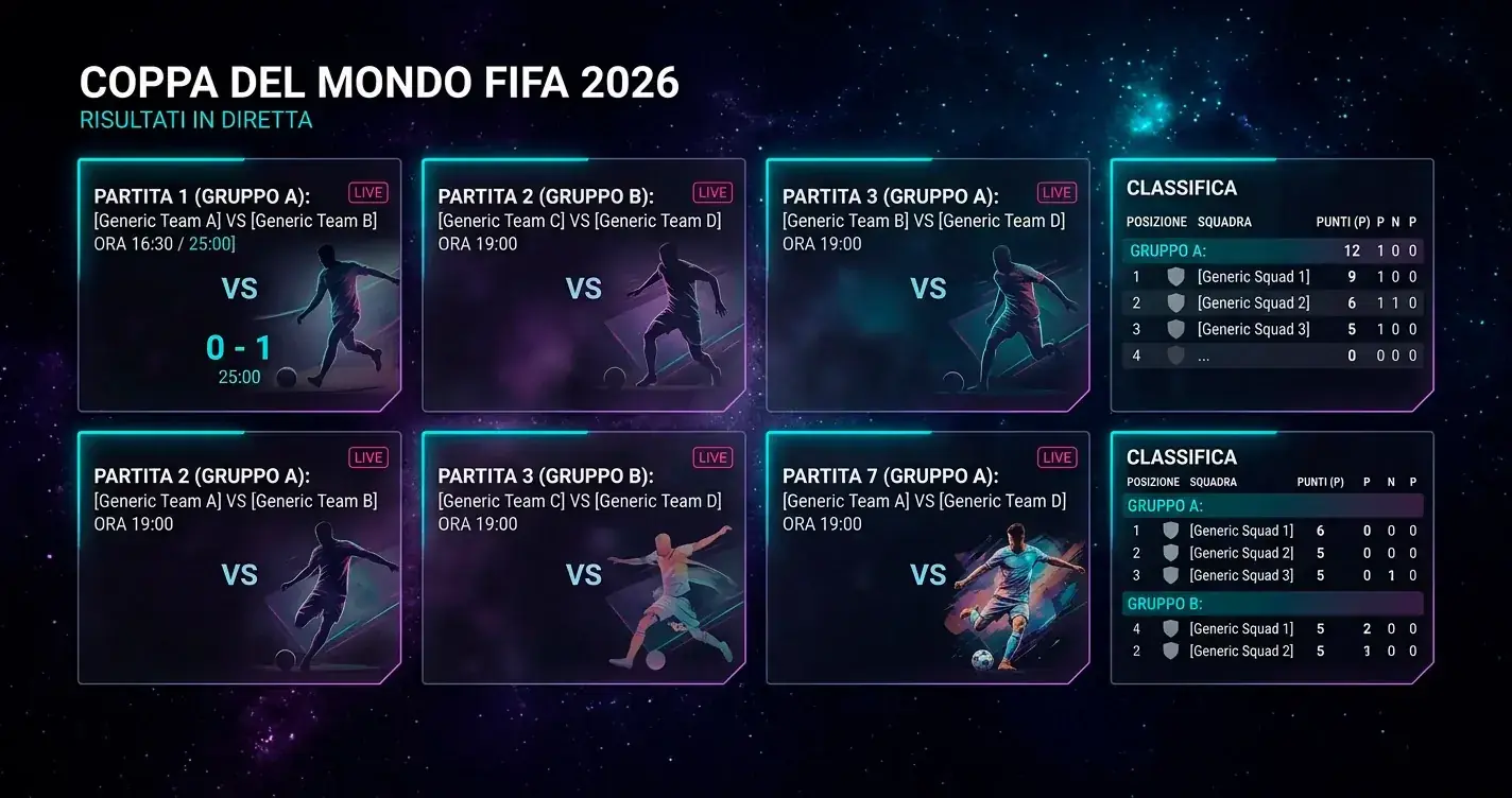 Tabellone dei risultati della seconda giornata del Mondiale 2026